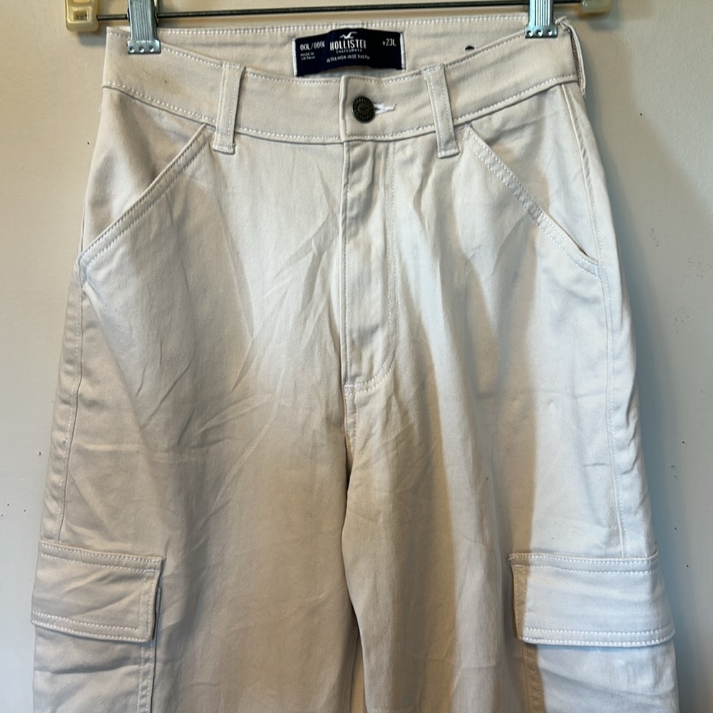 Hollister cargo pant relaxed fit cotton blend ultra high rise dad pant size 00L - Picture 2 of 6